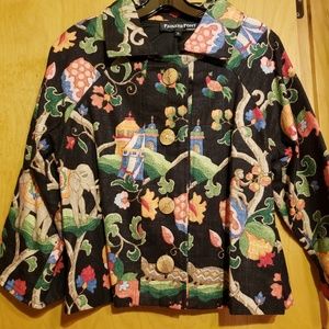 Unique Painted Pony Jacket Size S Elephants Monkey